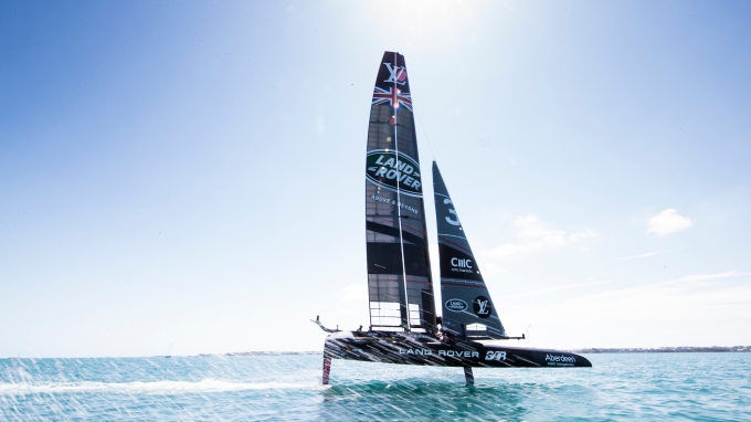Land Rover BAR foiling on Bermuda's Great Sound